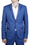 Mens casual suit of cyan color trousers and blazer, isolated on