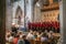 Mens choir performing in a cathedral