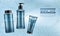 Mens cosmetics product realistic vector ad banner