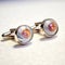 Mens Gold Cufflinks With Zircon Drawing And Gentle Tones Watercolor