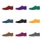 Mens leather shiny shoes with laces. Shoes to wear with a suit.Different shoes single icon in black style vector symbol