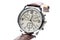 Mens luxury round swiss mechanical wrist watch with leather wristband strap.