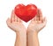 Mens polygonal hands cupped hold big heart