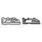 Mens sandal line and glyph icon. Male summer shoes vector illustration isolated on white. Male footwear outline style