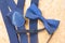 Mens wedding accessory, blue bow tie