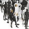 Mens and womens mannequins are black and white in different poses. 3d rendering