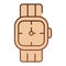 Mens wrist watch flat icon. Male hand accessory brown icons in trendy flat style. Clock gradient style design, designed