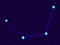 Mensa constellation in pixel art style. 8-bit stars in the night sky in retro video game style. Cluster of stars and galaxies.