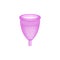 Menstrual cup 3D realistic. Feminine hygiene. Purple color menstrual cup. Protection for woman in critical days. Vector