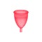 Menstrual cup 3D realistic. Feminine hygiene. Red color menstrual cup. Protection for woman in critical days. Vector