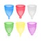 Menstrual cup 3D realistic. Feminine hygiene. Vector set of illustrations with female hygiene product, menstrual period
