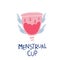 A menstrual cup with blood. Design of advertising for the sale of menstrual cups.