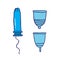 Menstrual cup and tampon doodle icon, vector illustration