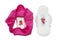 Menstruation sanitary pad with beads, pink pants for woman hygiene protection. Soft tender protection for woman critical days, gyn