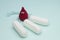 Menstruation sanitary soft cotton tampon for woman hygiene protection and crochet funny blood drop. Woman critical days, gynecolog