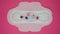 Menstruation sanitary soft pad for woman hygiene protection and crochet funny blood drop. Woman critical days, gynecological