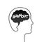 Mental burnout concept with head outline, brain silhouette and letters, mentally feeling burned out