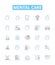 Mental care vector line icons set. Mental, care, therapy, health, counseling, support, wellbeing illustration outline