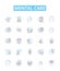 Mental care vector line icons set. Mental, care, therapy, health, counseling, support, wellbeing illustration outline