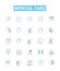 Mental care vector line icons set. Mental, care, therapy, health, counseling, support, wellbeing illustration outline