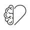 Mental Emotional Health Linear Pictogram. Healthy Rational Balance Heart Between Heart Love and Brain Outline Icon