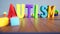 Mental health Autism awareess day color text Cover design 3d