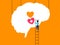 Mental health ,brain development  medical treatment concept, man climbing stairs to set up heart to brain, setting good mindset