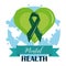 Mental health day, ribbon in green heart world, psychology medical treatment