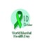 Mental health, hepatitis B and liver cancer or Non-Hodgkin lymphoma awareness Green Ribbon Background.