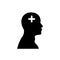 Mental health icon. Medical cross on human head