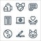 Mental health line icons. linear set. quality vector line set such as cat, writing, yin yang, love, computer, to do list, palette