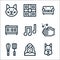 Mental health line icons. linear set. quality vector line set such as dog, positive thinking, cooking tools, hand wash, musical