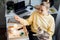 Mental health and work. Work life balance. Young woman with cat lighting candles, relaxing and resting after work at