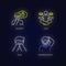 Mental state neon light icons set