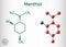 Menthol molecule, is found in peppermint and spearmint. It gives a cooling sensation. Sheet of paper in a cage. Structural