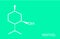 Menthol molecule on white, over a turquoise background, and the molecule name on the corner with copy space