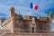 Menton. Old bastion fort with a fortress wall on the seashore.