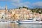 Menton, old city and harbor view in a sunny day