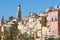 Menton, old city houses in the morning