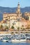 Menton, old town and harbor view in the early morning