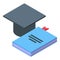 Mentor book hat icon, isometric style