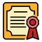 Mentor diploma icon color outline vector