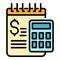 Mentor money calculator icon color outline vector