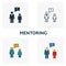 Mentoring icon set. Four elements in diferent styles from human resources icons collection. Creative mentoring icons filled,