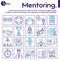 Mentoring linear color icon set. Coaching, sport coach, mentor and team work. Development concept