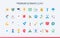 Mentoring, training for business teams trendy flat icons set, career growth, workshop