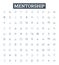Mentorship vector line icons set. Mentor, Mentee, Guidance, Support, Advice, Coaching, Role-Model illustration outline