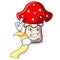 With menu amanita mushroom mascot cartoon