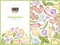 Menu cover floral design with pastel onion, garlic, pepper, greenery, ginger, basil, rosemary