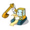 With menu excavator mascot cartoon style
